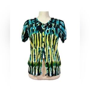 Jones New York Multi-Colored Cardigan Women’s Size M with Rhinestone Accents